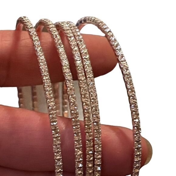 NWOT Ann Klein silver tone crystal spiral bracelet - Picture 2 of 4